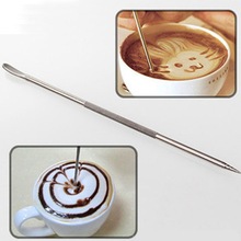 Rustfrit stål kaffe latte art pen værktøj til kaffe espresso maskine kunst pen tamper nål knus tilbud