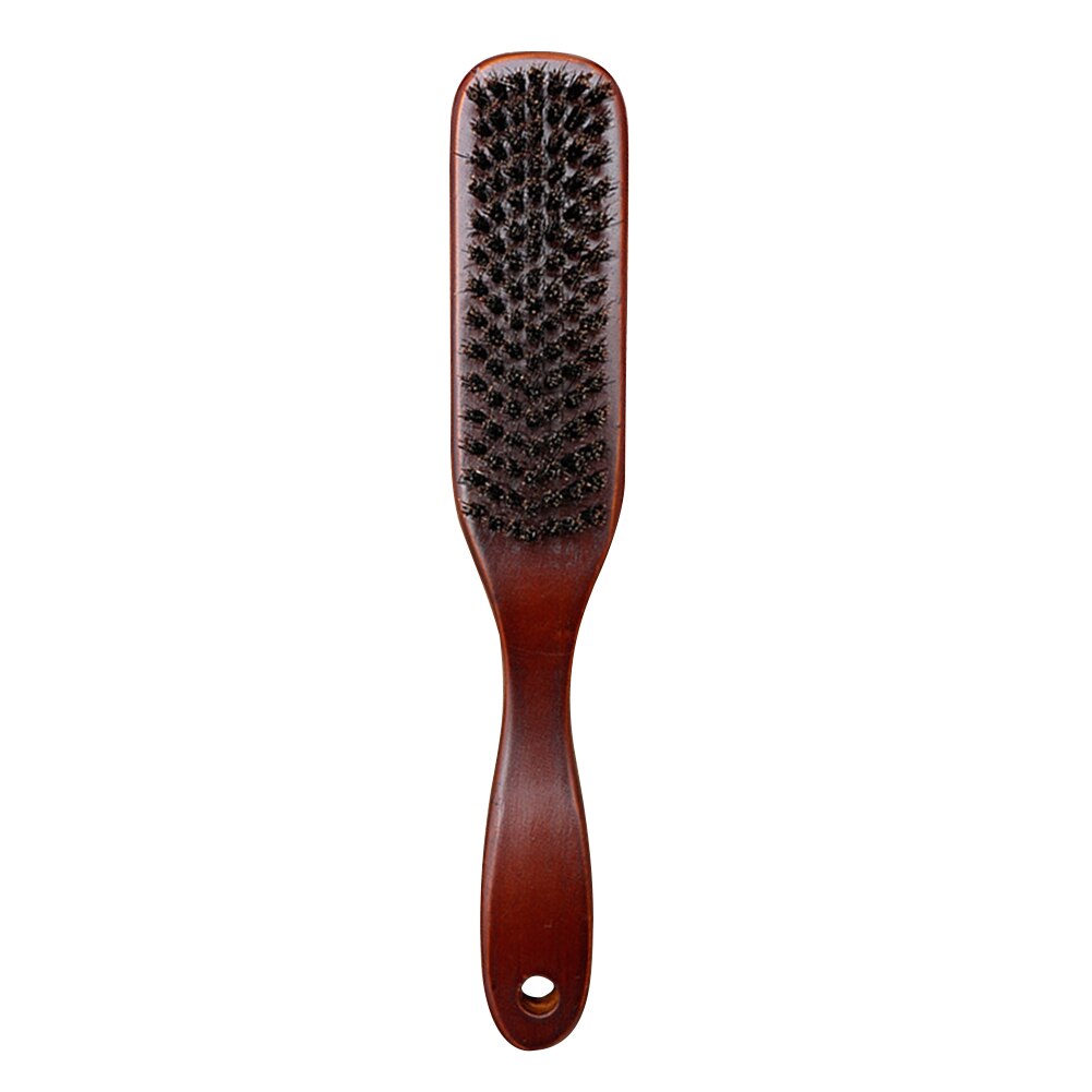 Hårbørste kam træhåndtag hårde vildsvinhårkamme til mænd kvinder frisør hår styling skæg kambørste: B