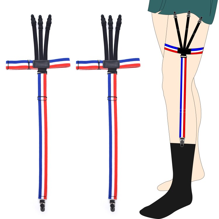 Man&#39;s Shirts Suspenders Sock Stays Skirt Holder Gentleman&#39;s Garters Gourd Buckle Elastic Uniform Strap: Blue