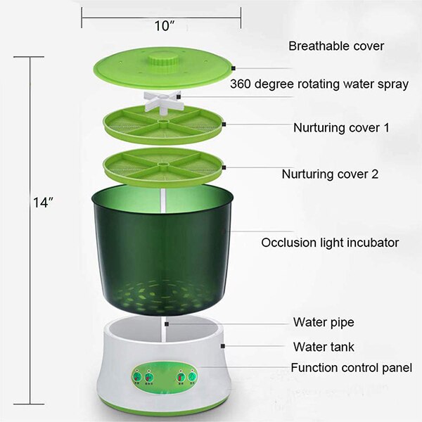 2/3 capas US EU UK automática máquina de brotes de frijol capas automática germinador eléctrico semilla semillero crecimiento maceta de vivero