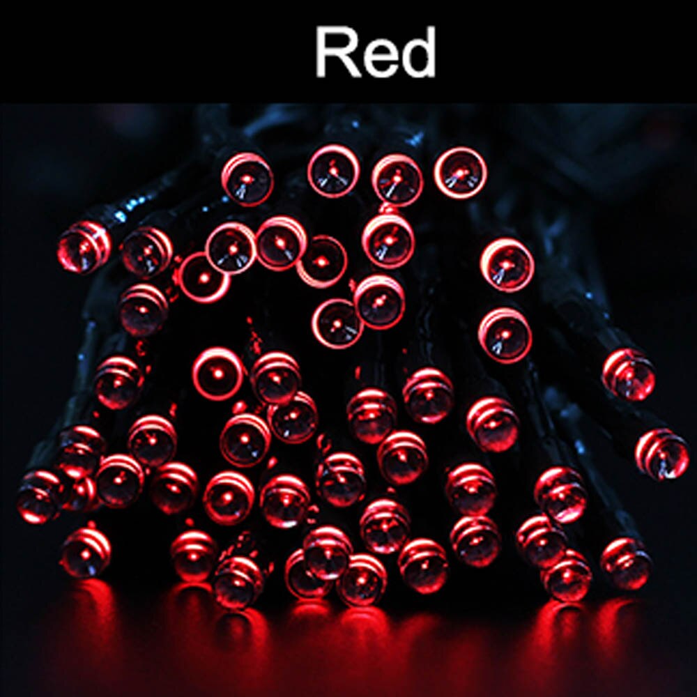 50/100/200 LED String Lights Outdoor Christmas Solar String Fairy Lights For Party Street Garlands Solar Chrismas Light: Red / 12M 100Leds