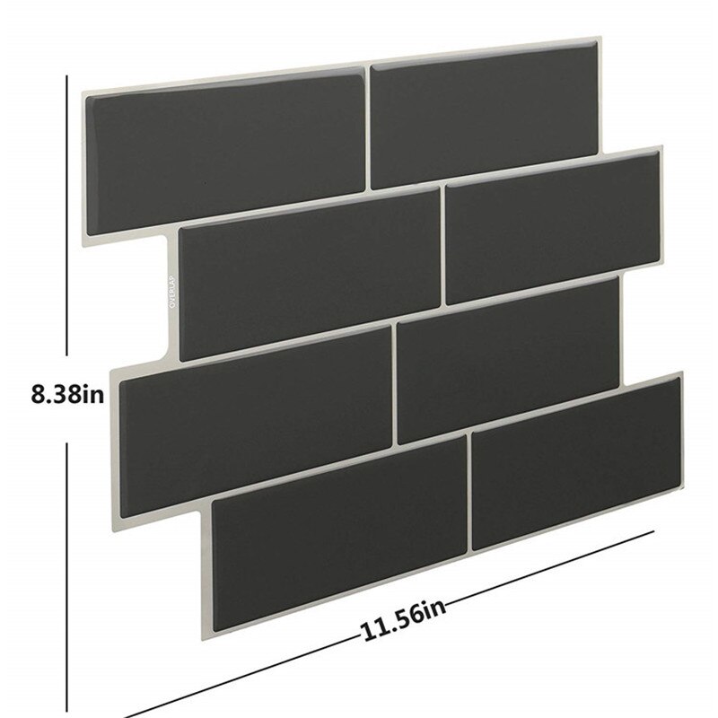 Svart undergrunnsveggstickstick og klistremerke veggklistremerke diy kjøkken bad backsplash hjemmeinnredning vinyl 3d mosaikk veggpinne flis
