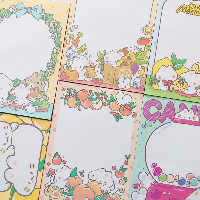50 Sheets Leuke Grote Maat Fruit Kat Konijn Memo Pad Notepad School Office Supply Papier Briefpapier