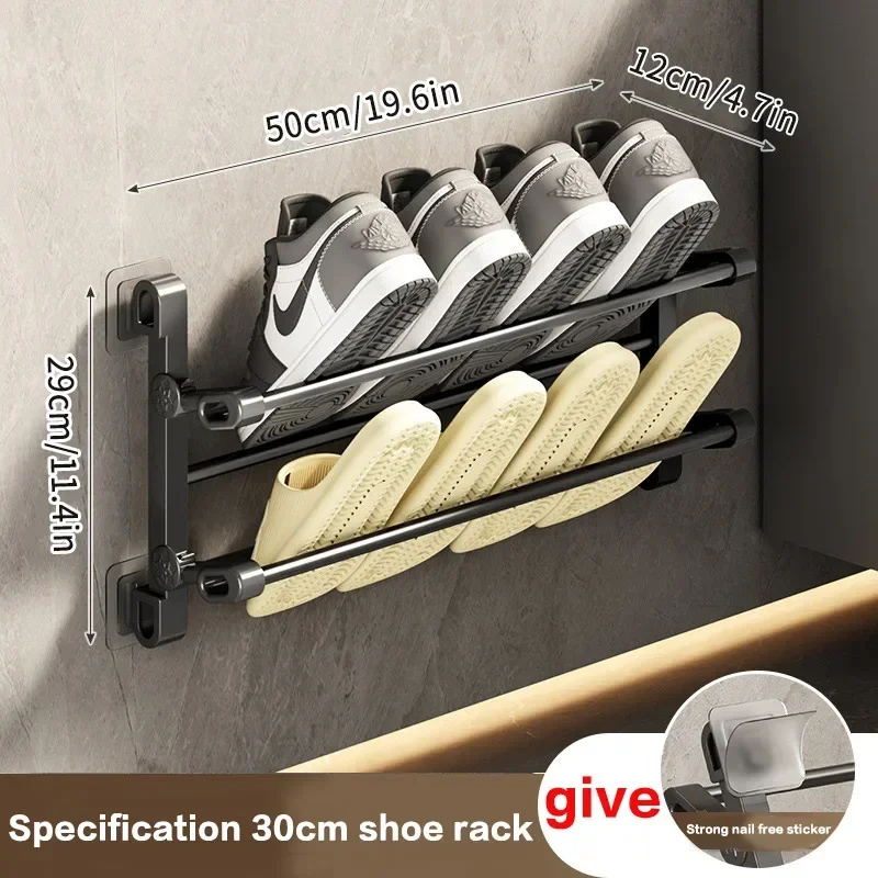 Estante para zapatillas montado en la pared, estantes para zapatos de almacenamiento para entrada de la casa, organizador Simple multifuncional, estantes para zapatos, estante para toallas de baño: Gris claro
