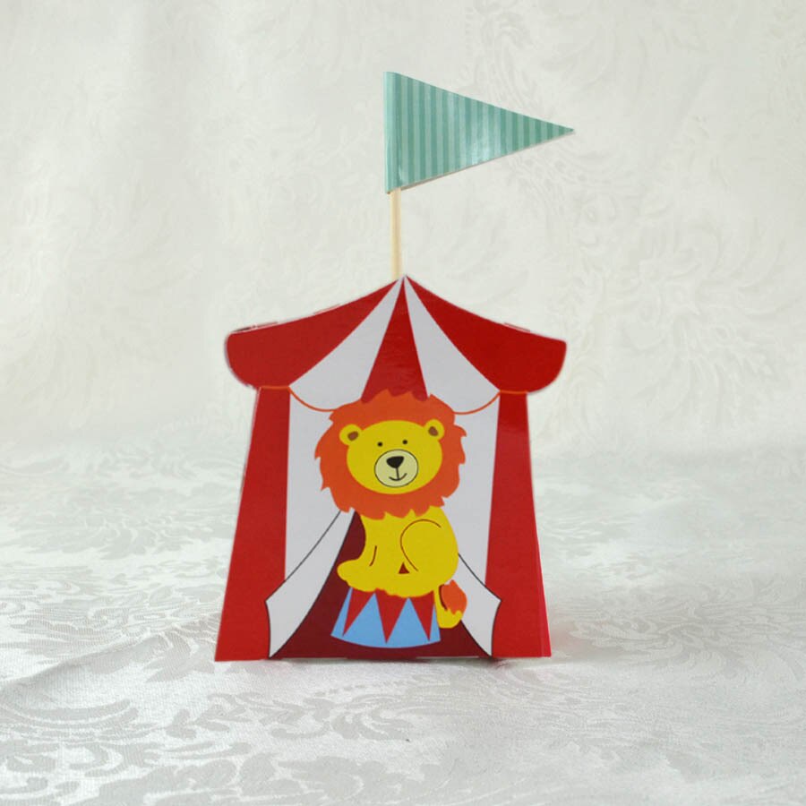 20 stks/set Circus Bonbondoos Papier Rood Gestreepte Geschenkdoos met Vlag Verjaardagsfeestje Baby Douche Decoraties Gunsten Verpakking Zak: Fluorescentie Geel