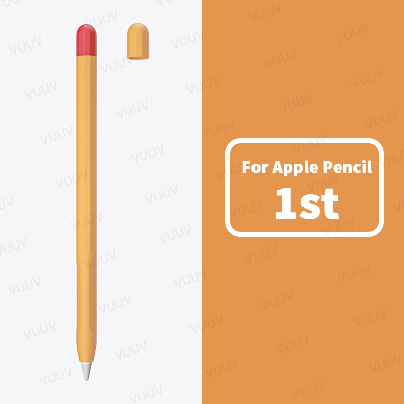 Étui souple en Silicone pour Apple Pencil, 1 ou 2 pièces, housse de protection Duotone, pour iPad de 1ère et 2ème génération: 1st Orange