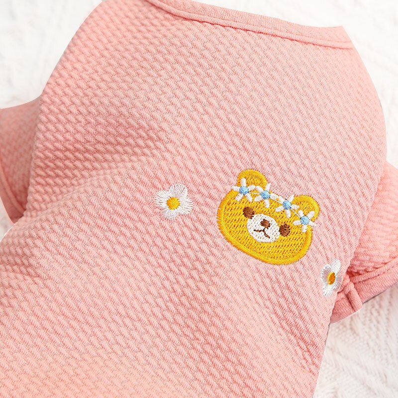 Pink Blue Cat Pajamas Dog Clothes Hoodie Jumpsuit Tracksuit Embroidery Dog Pyjamas Overalls For Small Dogs Chihuahua Yorkie 2XL