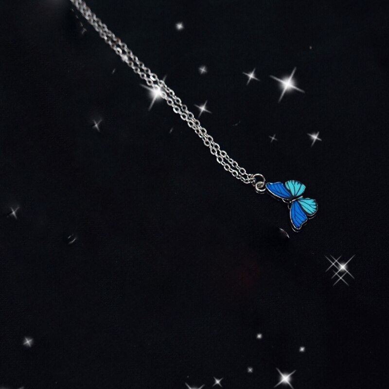 HUANZHI Neue Gebühr Harajuku SchöNe Mini Bunte Schmetterling Anhänger Halsband Kurze Halskette Für Frauen Mädchen Partei Schmuck: 5  Halskette