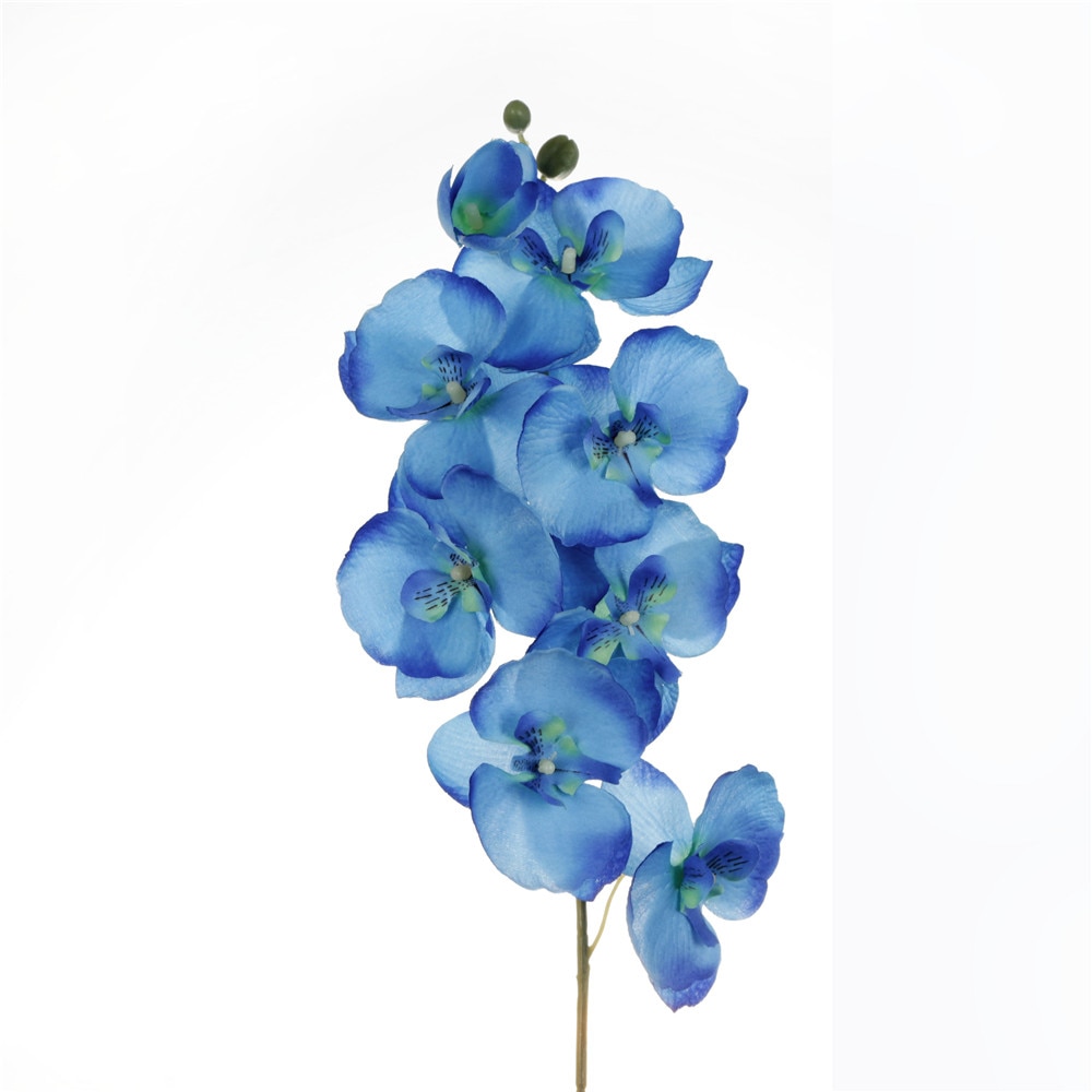 Bouquet d'orchidées artificielles, fleurs DIY, fleurs artificielles orchidées papillon, fleurs de Phalaenopsis, pour mariage, décoration pour la maison, 1 pièce: blue