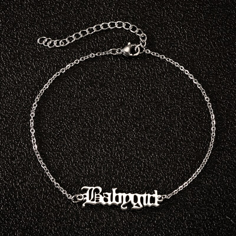 Trendy Sieraden Vrouwelijke Enkelbanden Gouden Ketting Baby Meisje Enkelband Babygirl Angel Oud Engels Brief Charm Enkelbanden Bff