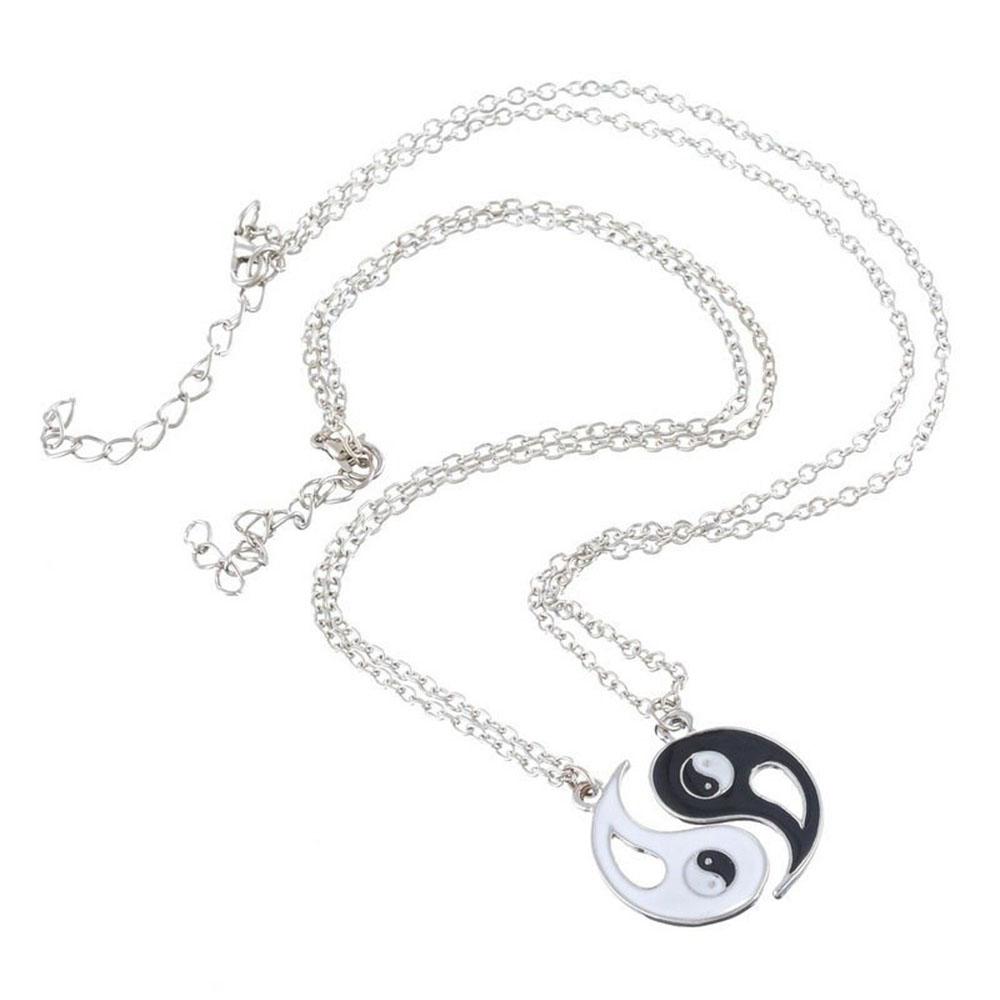 2 pz/set Unisex oro argento lega Yin Yang ciondolo Puzzle pezzo collana compleanno gioielli regali per coppia o migliori amici