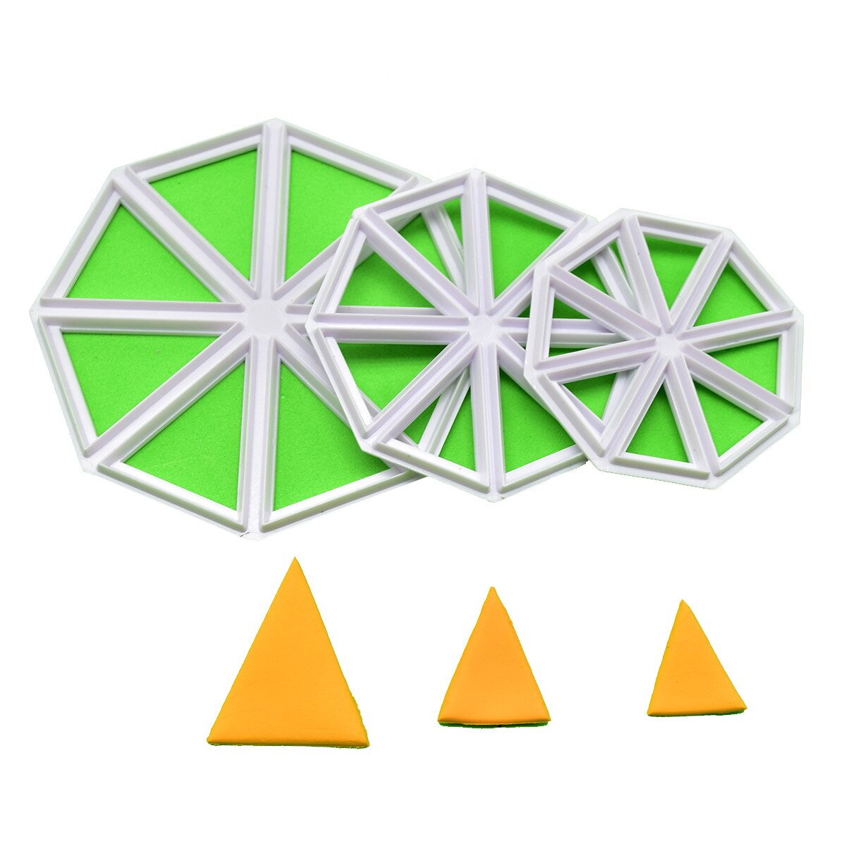 Cortador de pasteles con forma de bandera triangular, molde para galletas, Fondant, Chocolates, herramientas de decoración de sellos, pastelería para hornear de cocina, 3 unids/set por juego