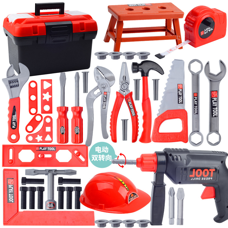 Coffret d&#39;outils de réparation pour enfants, maison de jeu, jouet, perceuse électrique, scie à écrou, outil de Simulation, Puzzle pour garçon: 47PCS Electric Drill