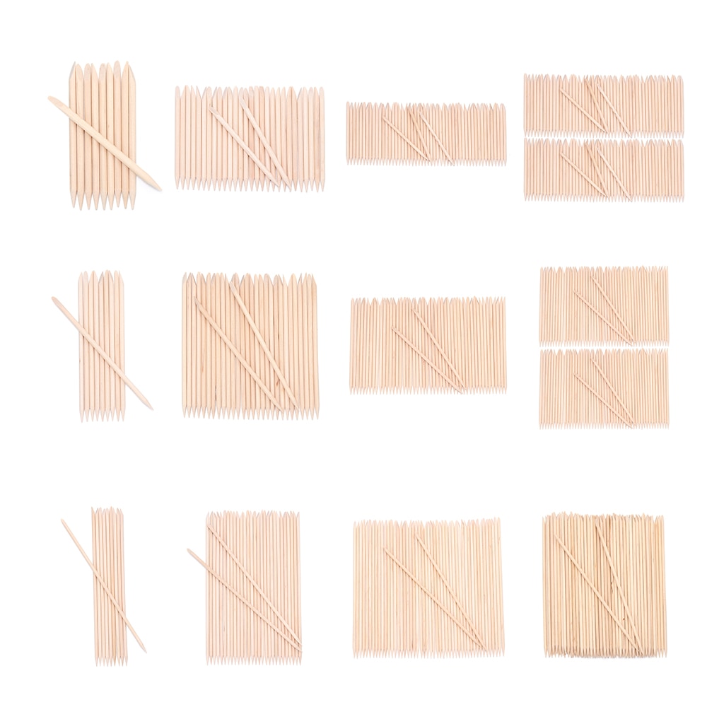 10/30/50/100 pièces bois bâton cuticule dissolvant Orange double extrémité Nail Art conceptions pour manucure pédicure cuticule poussoir ongles outils