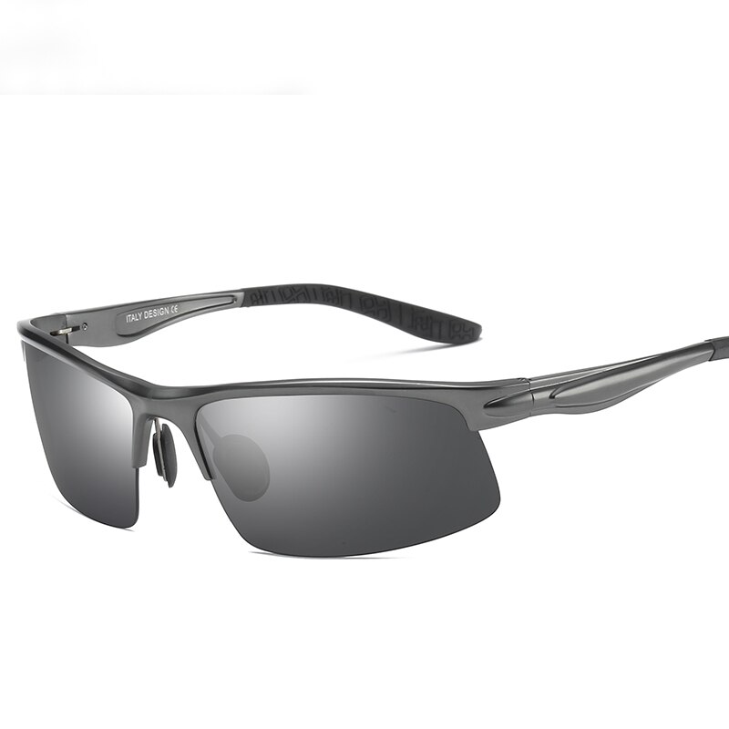 YSO Sunglasses Men Polarized UV400 Aluminium Magnesium Frame HD Sun Glasses Driving Glasses Semi Rimless Accessory For Men 8580: Dark Gray-Black