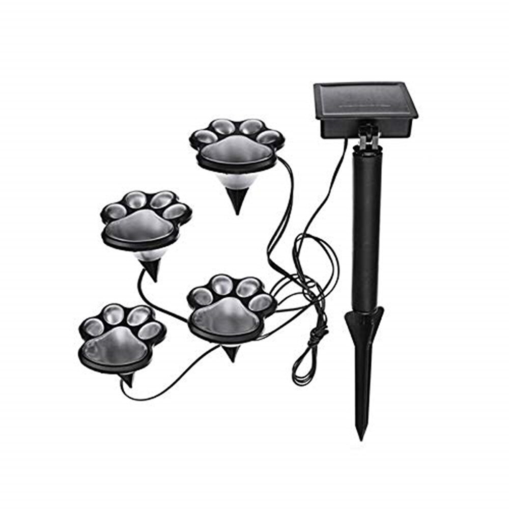 Set set of 4 led Solar Powered Cat Animal Paw Print LED Lights Garden Outdoors light Path Walkway Lawn Decoration Light