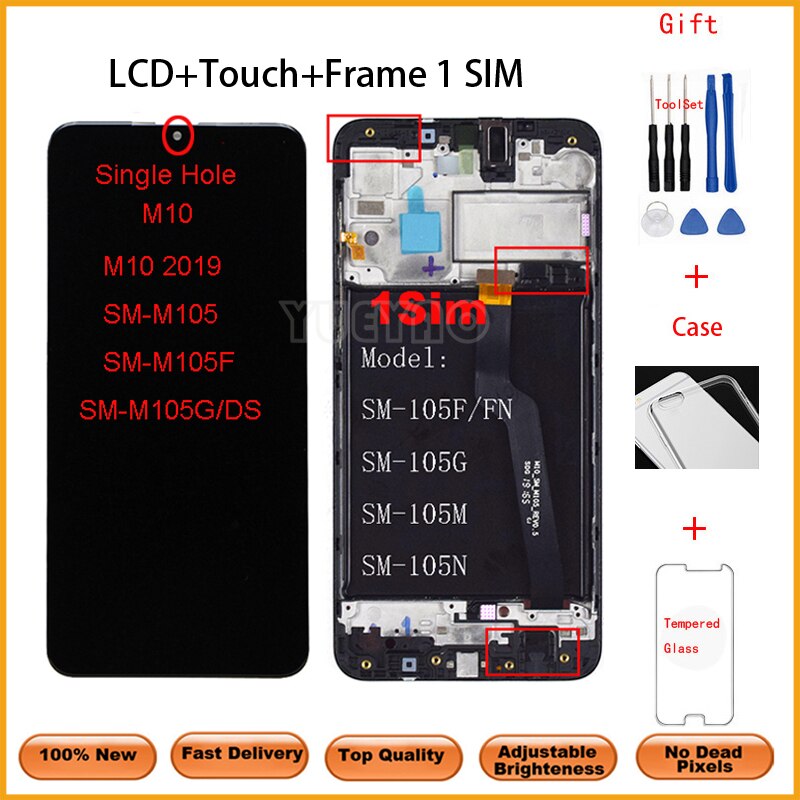 6.2 "LCD Per Samsung Galaxy A10 A105 A105F SM-A105F Display LCD sostituzione Dello Schermo Digitizer Assembly con la Struttura