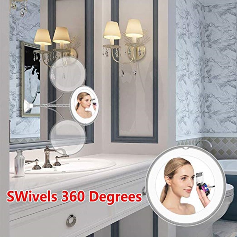 360 grad Drehung 10X machen-hoch Spiegel Vergrößerungs flexibel Spiegel Badezimmer Klapp Eitelkeit Spiegel mit LED Licht machen-hoch-Werkzeug