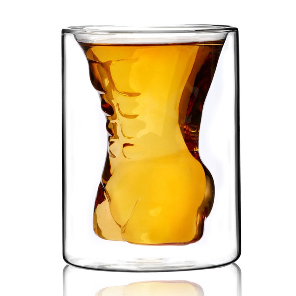 Rose Double Wall Glass Cup Wine Whiskey Glasses Transparent Cup 180ml For Whiskey Brandy Wine Vodka Beer Cocktail Cup