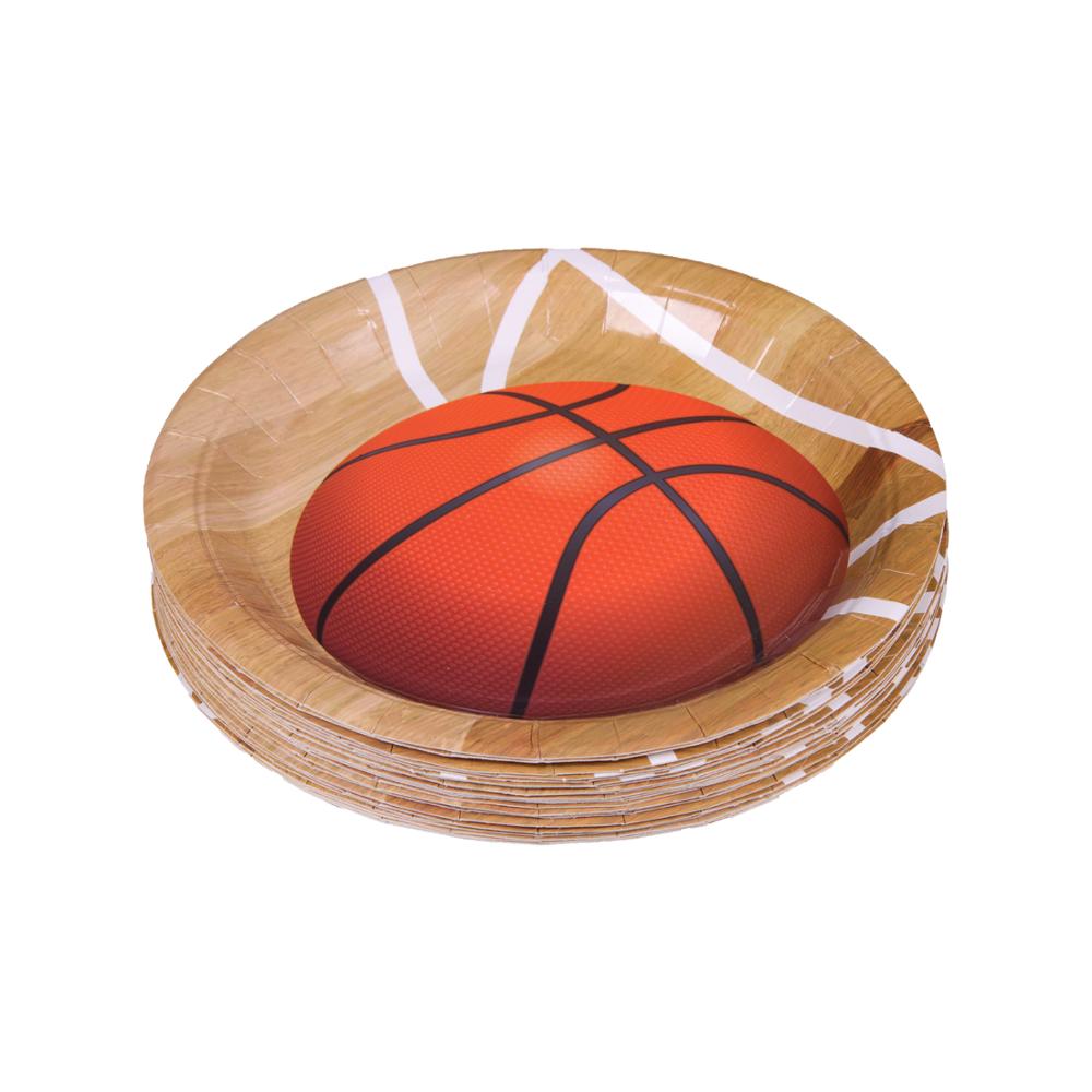 Basketball festrekvisita engangs tallerken sport tema engangs servise barn bursdag papir tallerken engangs servise: 25 stk 7 tommers plater