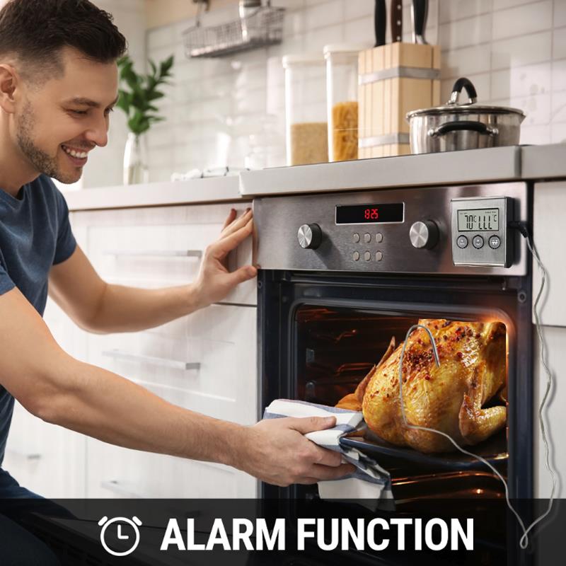 Sonde termometer digitalt kød termometer til madlavning køkkenovn ryger bbq grill med timer mode baggrundsbelyst stål sonde