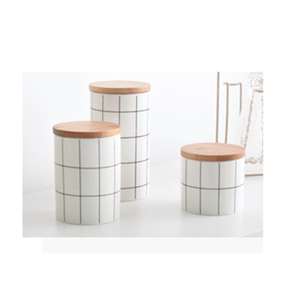 Nordic round heat-resistant ceramic sealed tank large storage tank storage tank three-piece cover storage suit storage bottle