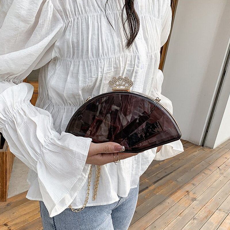 Bolso de mano con carcasa transparente para mujer, bandolera con cadena de PVC, con personalidad coreana, bolso de informal,