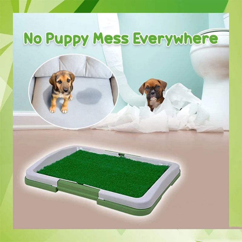 Orinal de entrenamiento portátil para cachorros de perro, bandeja con alfombrilla para mascotas, arena para gatos, para interiores, fácil de limpiar