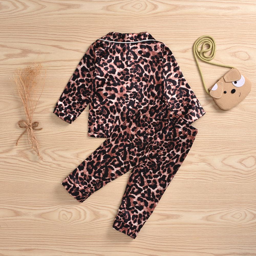 Pyjama pour bébé fille, ensemble imprimé léopard, manches courtes/longues, hauts, Short et pantalon à simple boutonnage, 2 pièces,