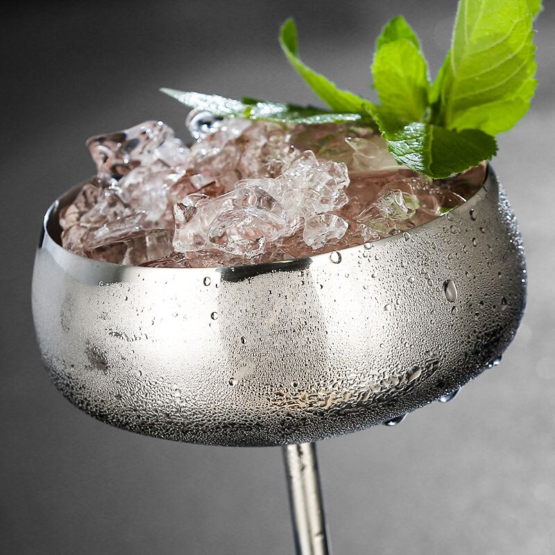 Copas de vino de acero inoxidable 304, plato de boca ancha, Copas de champán, copa para vino de Metal, bar, , suministros de cocina