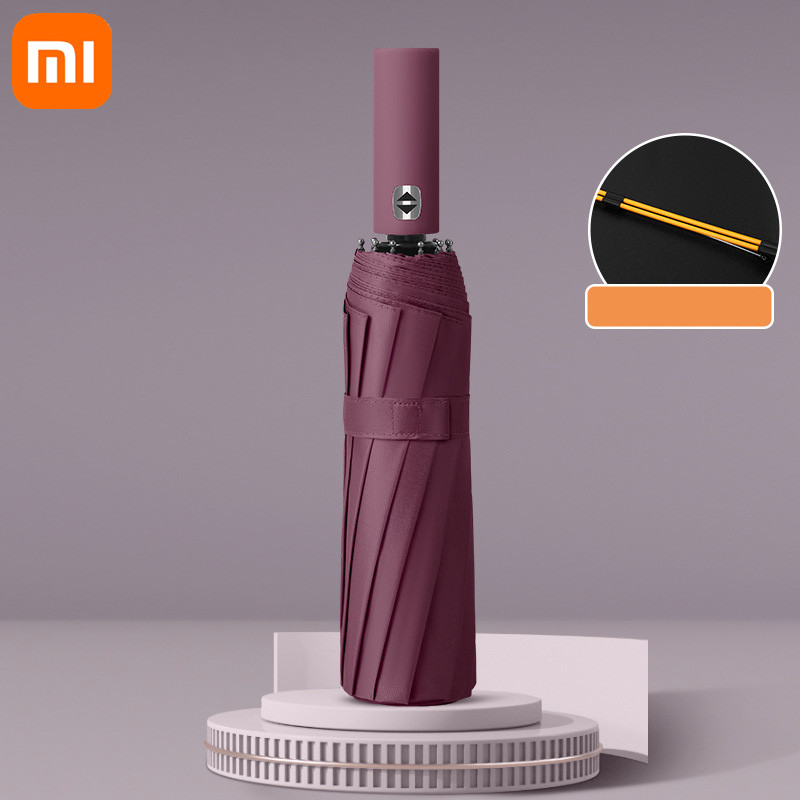 Xiaomi-Paraguas automático para exteriores, sombrilla de Color sólido de 24 huesos, ligera y plegable, de gran tamaño, con protección Uv: YELLOW