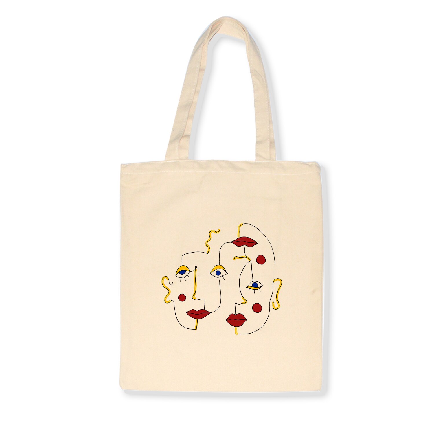 Women Canvas Bags Aesthetic Art Printing Tote Shopping Bags Casual Cloth Shoulder Bag for Girls Korean Ladies Shopper Bags: C12-18BEIGE