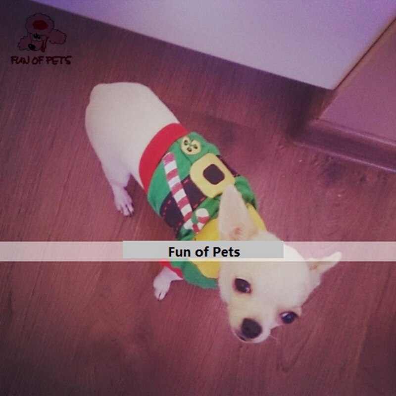 puro de algodón de Navidad perro ropa estilo Santa Claus Camiseta de algodón para perros (verde rojo XS-L)