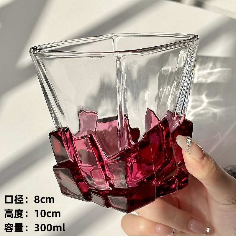 Space Gold Ice Cube Cup Artistic Sense Wine Glass Light Luxury Glass High-end Water Cup Whiskey Cup Juice Drink Cup: Blue
