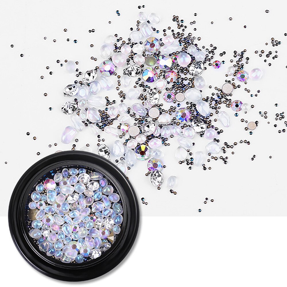 Nail art smykker luksus mine sort mikro bor hybrid sort knækket bor net rød 3d diamant krystal sand negle art dekoration: A -07