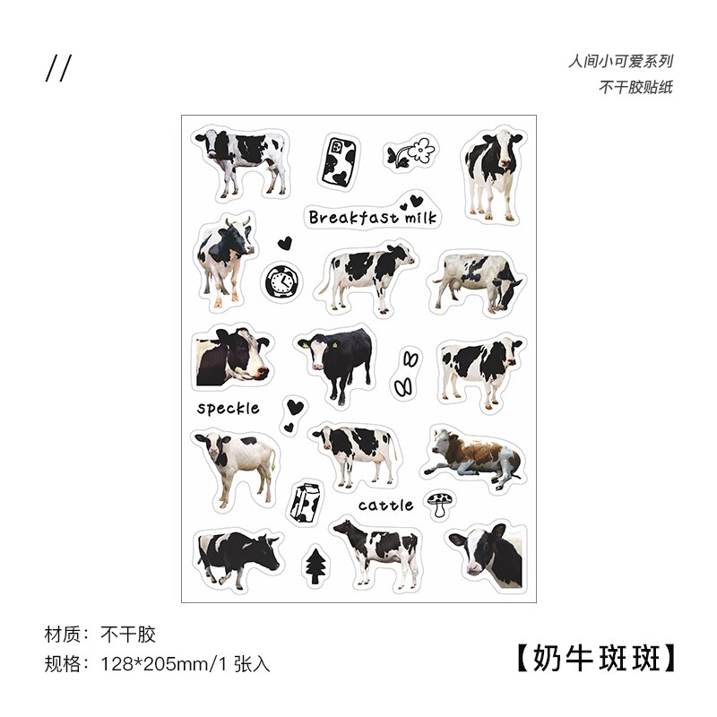 Kawaii Stickers aesthetic animal Sticker cat dog cow Cute Decorative Adhesive Diy Diary Album Stationery Supplies: 3