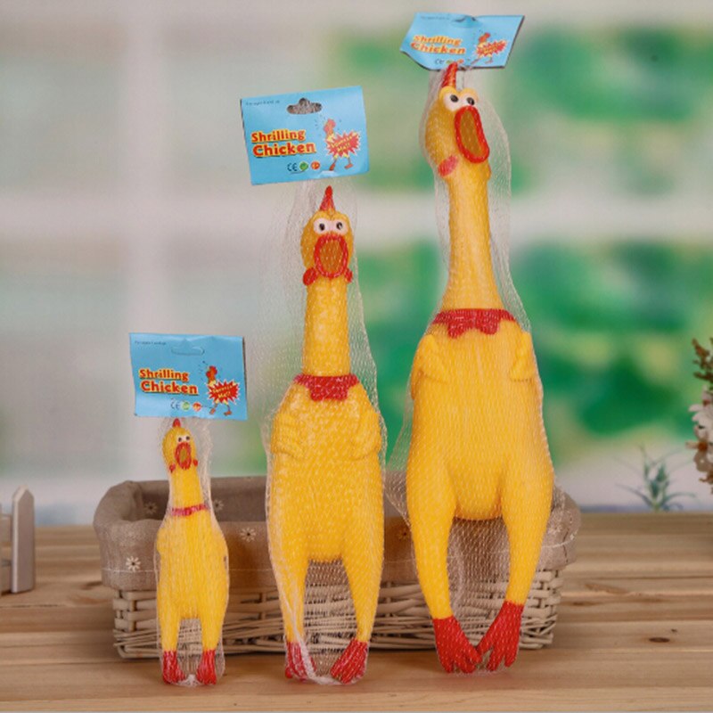 17CM 31CM 41CM Funny Yellow Plastic Shrilling Chicken Pet Dog Training Toys Squeeze Squeak Squeaker Chew Screaming Pets Toy