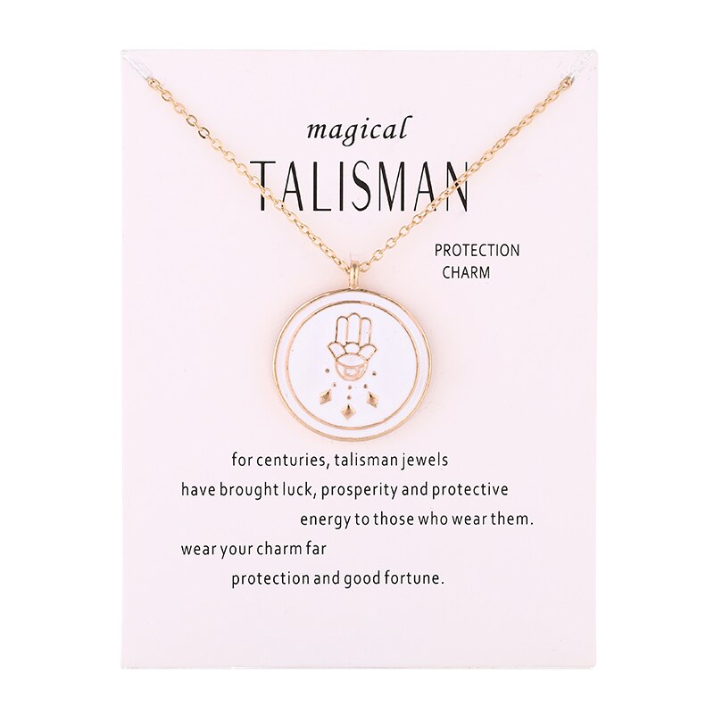 Aangekomen Magische Talisman Serie Glazuur Druppels Bergamot Boeddha Hanger Bescherming Charme Ketting Sieraden: HAVE CARD GOLD WHITE