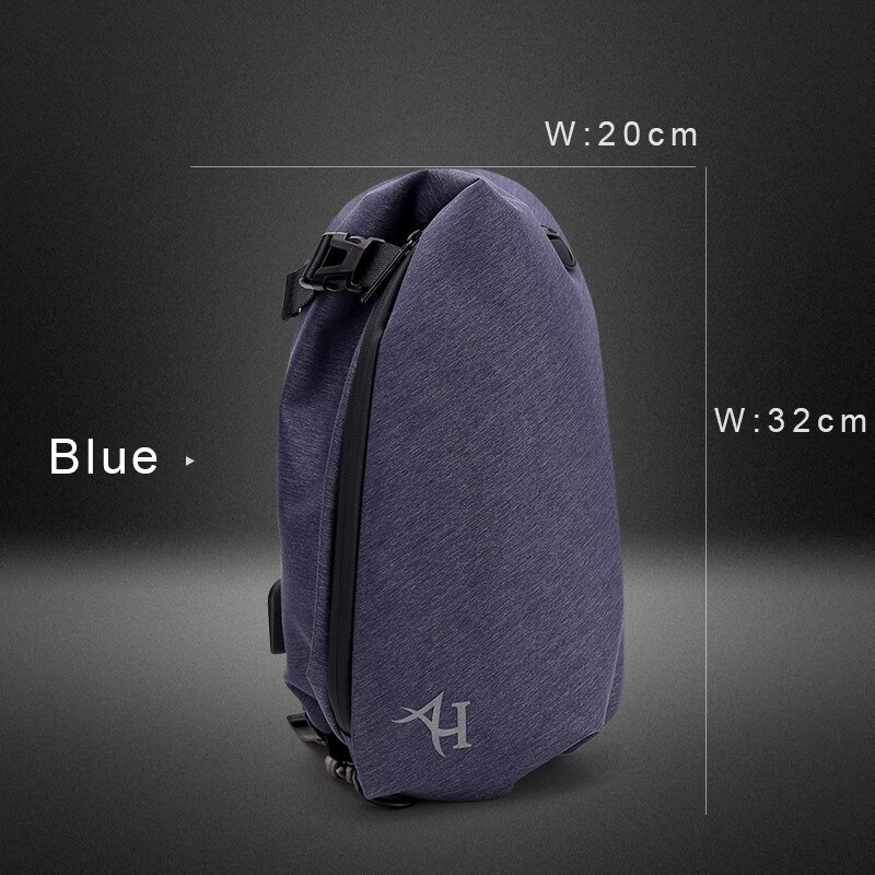ARCTIC HUNTER Borst Zak Crossbody Tassen voor Mannen Messenger USB Lading Waterdichte Nylon Toevallige Schoudertas Kerstcadeau: Blauw