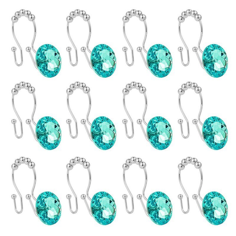 Cortina de ducha de 30mm, ganchos dobles ostentosos, anillos de acrílico decorativo estrás, cristal rodante, baño, 12 Uds.: G