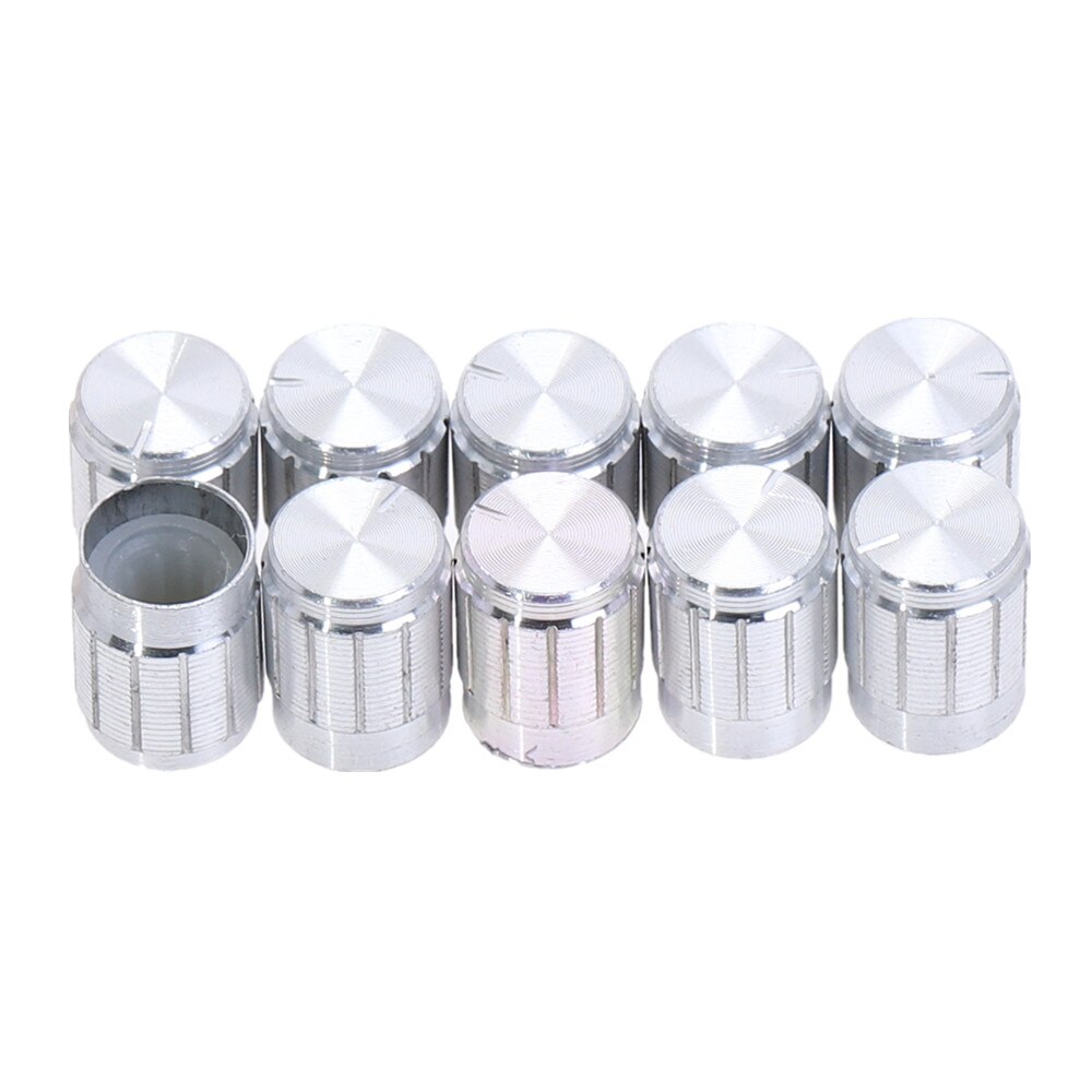 10Pcs Metal 6mm Hole Dia Light Lamp Dimmer Control Rotary Knob Cap 13x17mm Aluminum Volume Control Rotary Knobs: Silver