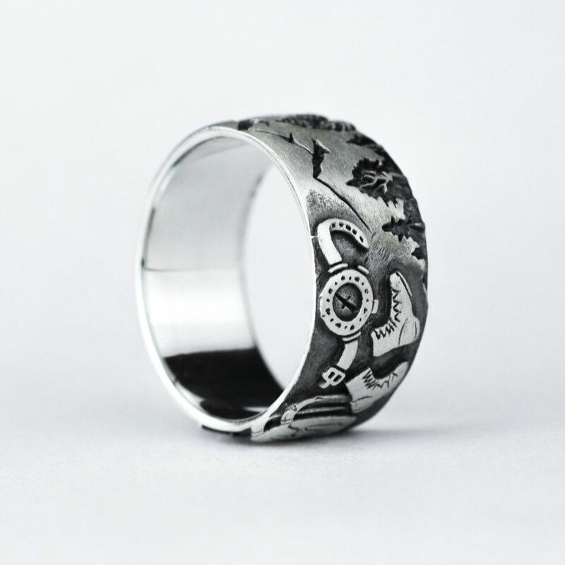Handmade Retro 925 Sterling Silver Rings for Women Gothic Unique Punk Finger Ring Antique Collection Jewelry