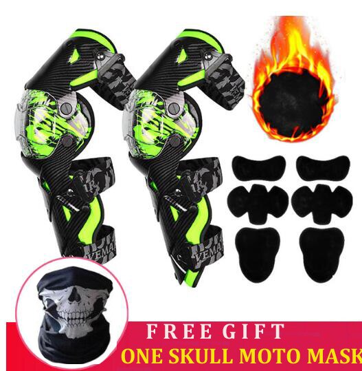 VEMAR Motorcycle Knee Pads Racing Moto Knee Guards CE Motocross Protection Riding Safety Protective Gear Adults Knee Protector: E-18 GN Warm lining