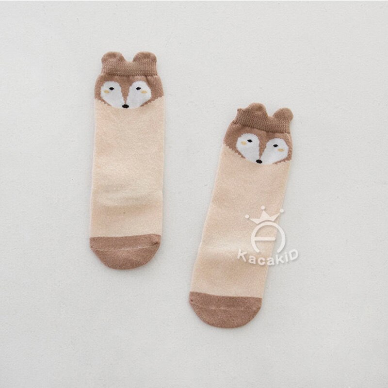 3 Paia/lotto Infantile Del Bambino Del Cotone Calzini Primavera Estate 3d Orecchie Volpe Sox Del Bambino Bebe Antiscivolo Calzini antiscivolo