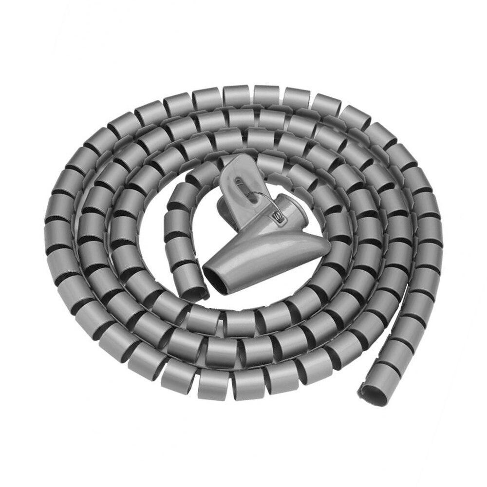 1.5m Wire Management Protector Cable Organizer Cable Winder Coiled Tube Sleeve Desktop Computer Power Cord Storage Wrap: Gray