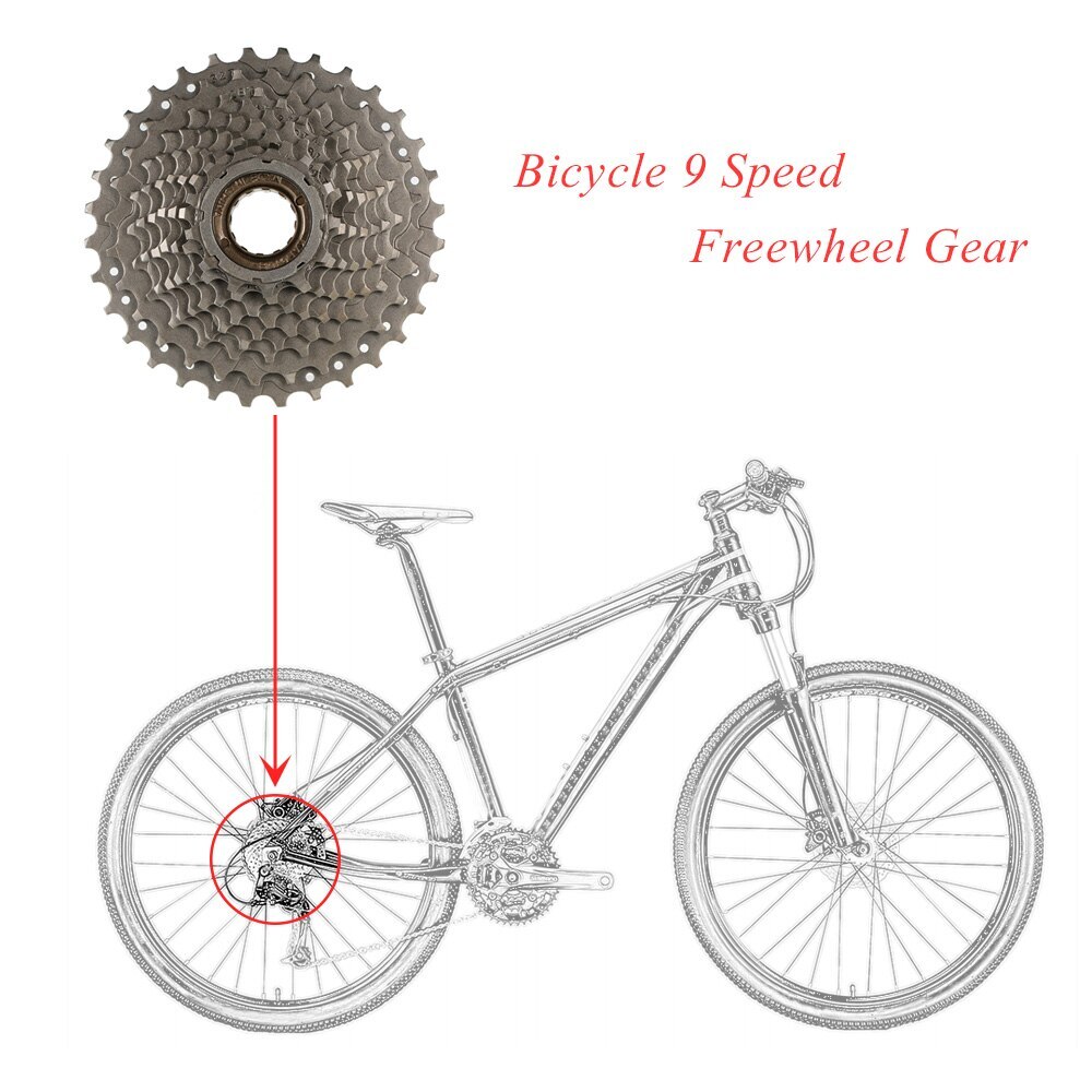 9 Speeds Flywheel MTB Mountain Bicycle Freewheel 9S Cassette Freewheel Crankset Bicycle Parts with Threaded Replacement Parts