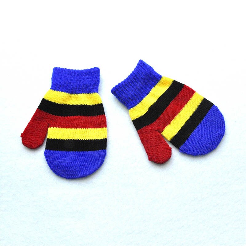 Novo Inverno Luvas de Malha Luvas Do Bebê Da Menina do Menino Bonito Doce Cor Rainbow Crianças Quentes Luvas Meninos Meninas: blue