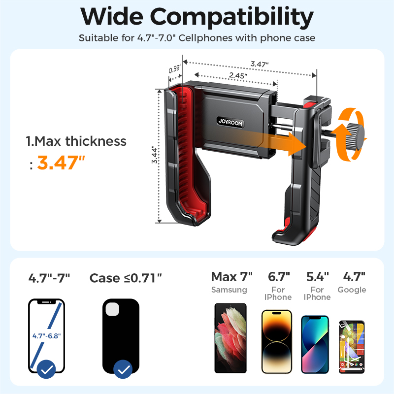 Joyroom uniwersalny uchwyt na telefon motocyklowy pół obudowy projekt rowerowy uchwyt na telefon szybka blokada do telefonów iPhone 4.7 "-7"