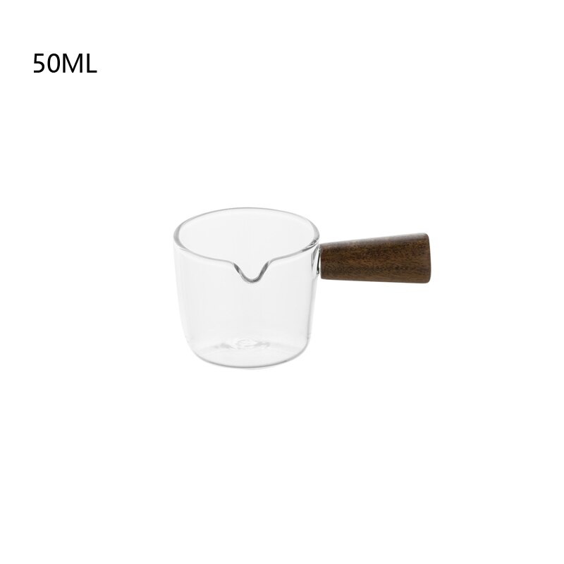 Cute Glass Milk Jug Mini Wooden Handle for Coffee Bread Milk Jug Steak Sauce Bucket Honey Cup Seasoning Small Dish: 50ml