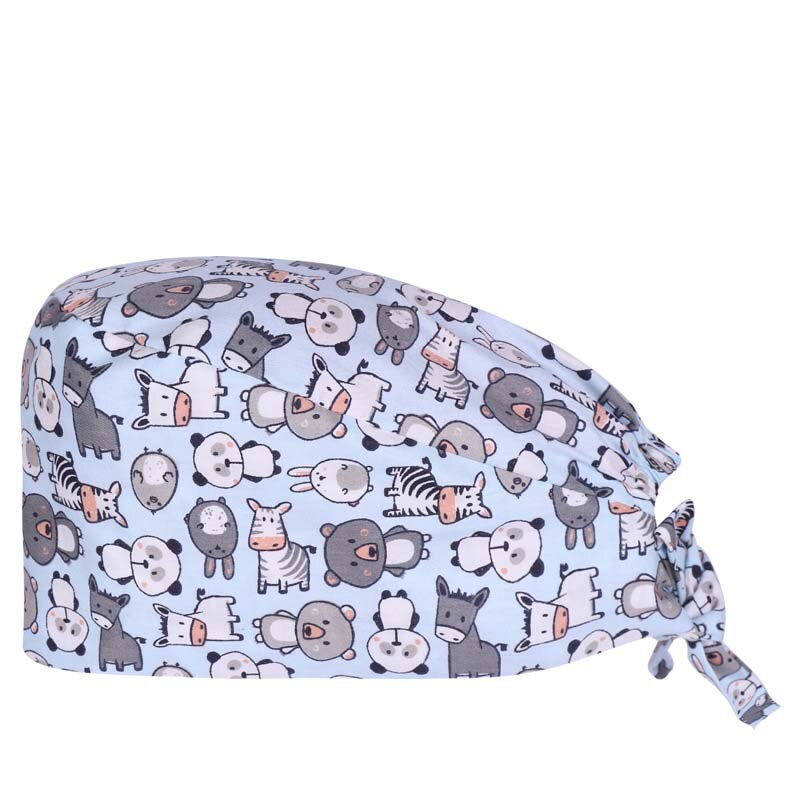 Printed Hats Men And Women Button Work Hat Casual Unisex Scrub Cap Bouffant Hat Gorro Enfermera Quirofano Scrub Cap